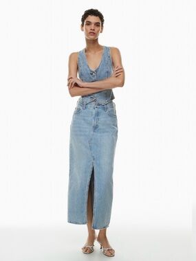 Denim Forum Light Blue Maxi Denim Skirt with Front Slit